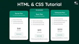 How to Create a Pricing Plans Table - HTML & CSS Tutorial (Web Design)