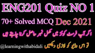ENG201 Quiz No 1 | ENG201 First Quiz 2021 | Solution | Virtual University  @Learning With Abid Ali