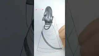 A Girl with beautiful Lehenga drawing 