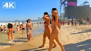 🇧🇷 4K Walking along Copacabana beach on the day of Madonna's concert in Rio de Janeiro