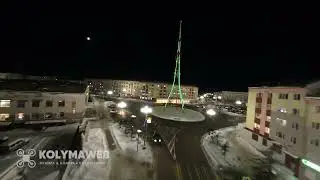 Магадан. пролет по пр.Ленина. DJI AVATA, -12, 8мс. Magadan. fly along Lenin Avenue.  -12, wind 8ms