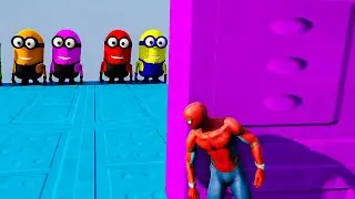 GTA 5 EPIC RAGDOLL SHOW SPIDERMAN VS COLOUR MINIONS FALLS & FAILS LIVE GTA V #gta 104