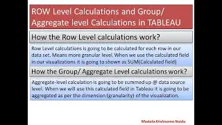 Tableau - Row Level and Aggregate Level Calculations