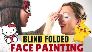 🎨BLINDFOLDED Face Painting Challenge-Geek Characters Edition-Hello Kitty and Pikachu Face Paint