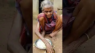 105 year old poor grandma Eating SMALLFISH CURRY ||Actual Village food