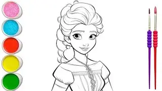 How to draw Elsa from frozen2 easy | Dinsely princess drawing | Elsa drawing and coloring