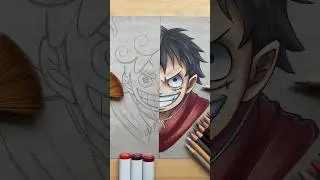 Coloring Luffy From One Piece- Gear 5 And Normal #anime #easydrawing #animeart #luffy