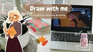 Draw with Me: Cute Character & Cozy Autumn Vibes|| Satisfying Drawing || No Talking Relaxing Music🍁✨