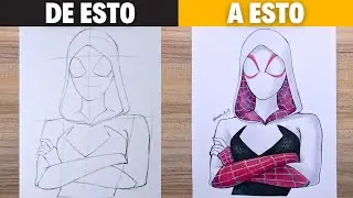 Como dibujar a SPIDER GWEN paso a paso