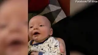 До чего же трогательно! 11-недельный ребенок впервые слышит голоса своих родителей