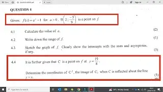 NOVEMBER 2024 MATHEMATICS PAPER 1 - Exponential Function (Value of a, Range, Sketch f)| GRADE 12