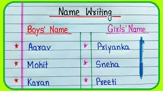 Name Writing in English/Boys Name/Girls Name/Indian Names of Boys and Girls