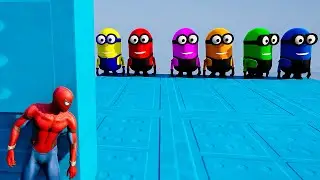 GTA 5 EPIC RAGDOLL SHOW SPIDERMAN VS COLOUR MINIONS FALLS & FAILS LIVE GTA V #gta 100
