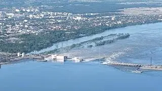 Разрушенная Каховская ГЭС - видео с квадрокоптера