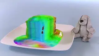 Liquid candy over a cake