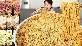 꼬들꼬들 육개장 컵라면 10개에 유부초밥 먹방!🍜 10 Cup Ramyeon with Yubu Sushi  Mukbang