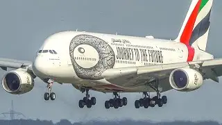 AIRBUS A380 LANDING + DEPARTURE in special livery (4K)