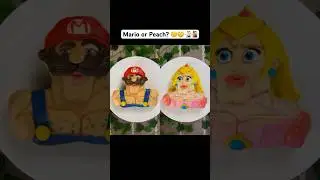 Mewing Mario or Mewing Peach? 🤔🤫🧏🏻‍♂️🧏🏼‍♀️ #mario #peach #mewing #cake #shorts