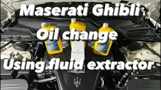 Maserati Ghibli SQ4 Oil change using a fluid extractor.