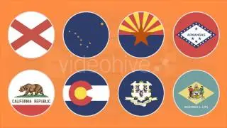 Flat Flag Icons US States