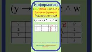 Булевы функции, Реальный ЕГЭ 2023, Информатика, Задача 2, Алгебра логики, Логическое решение