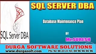 Sqlserver DBA || Database Maintenance Plan