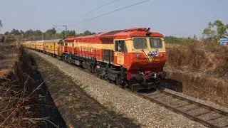 Rare combo! Ernakulam's Red cream WDP4D seen with ICF rake of 16335 Gandhidham Nagercoil Express!