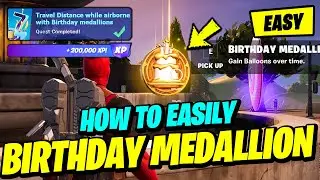 How to GET BIRTHDAY MEDALLION for Travel Distance while airborne with Balloons - Fortnite Quest