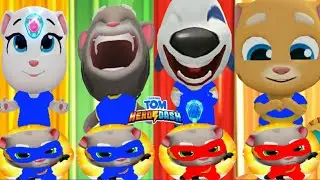 TALKING TOM HERO DASH -- HERO TOM BLUE LAVA  BOSS FIGHT SAVE BLUE HERO CLASSIC  RUN FUNNY VIDEO