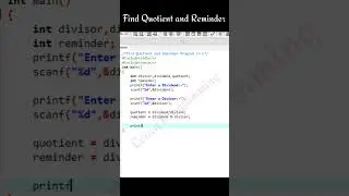 Find Quotient and Reminder Program in C Language #shorts