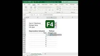 Depreciation schedule using straight line method in Excel #shortfeed #excel #shorts