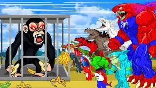 Rescue MONKEY From DINOSAURS, SHARKZILLA GODZILLA, KONG : Who Will Win | Godzilla Cartoon Movies