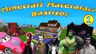 Şimşek McQueen ve Örümcek Adam Minecraft Maceraları Hulk Venom ve Jokerler Minecraftta