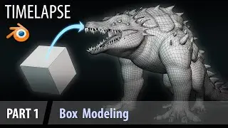 3D Creature Crocorilla Modeling Timelapse / PART 1 / Box Modeling