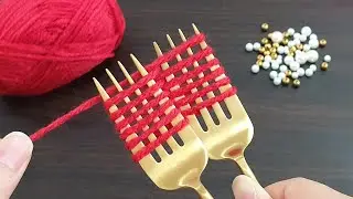 Super Easy Woolen Flower Making Trick with Fork - Hand Embroidery Designs - Amazing Trick -DIY Craft