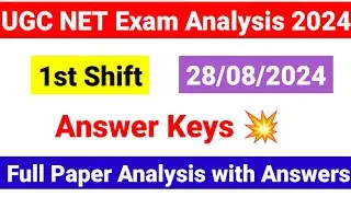 UGC NET 28 Aug 1st Shift Exam Analysis 2024 | 28 August UGC NET 2024 paper analysis | UGC NET MENTOR