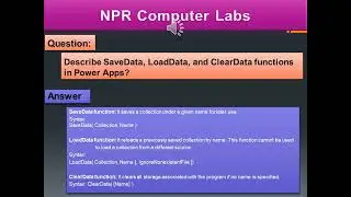 Describe SaveData LoadData and ClearData functions of Power Apps