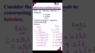 Show that the given grammar is Ambiguous #cseguru #ambiguousgrammar #compiler #shortsyoutube #shorts