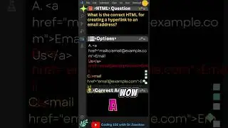 HTML Quiz 17: What is the correct HTML for creating a hyperlink to an email address? #html #htmlcss