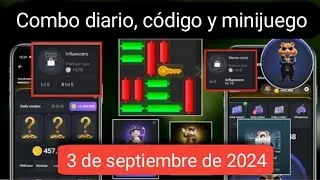 Combo diario del 3 de septiembre y código cifrado y minijuego Hamster Kombat, combo diario y