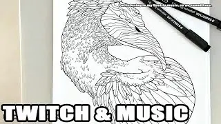 Drawing Lineart and Twitch Music Library