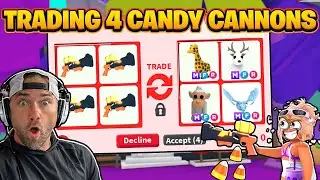 I Trade My FOUR CANDY CANNONS in a RICH SERVER! Adopt Me Roblox!