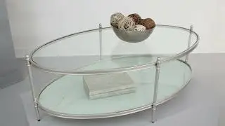 Champagne Silver Metal & Glass Coffee Table, by iNSPIRE Q