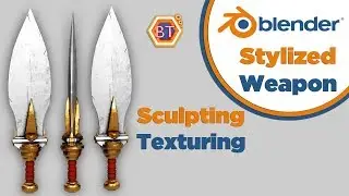 Blender Beginner Tutorial - Low Poly Modeling | Stylized Weapon | Sculpting + Texturing