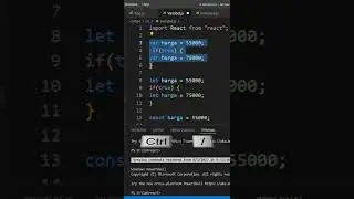 Shortcut Single Line Comment Dan Multi Line Comment Di Visual Studio Code #shorts