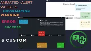 Python GUI - QCustom Modals : Alert, Warning, Information, Success, Error pop-up animated modals.