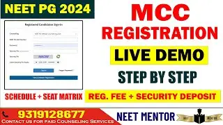 NEET PG 2024 ll MCC Registration LIVE DEMO ll Registration and Security Deposit  Schedule & Brochure