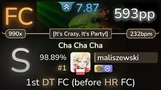 🔔 maliszewski | Kaarija - Cha Cha Cha [Its Crazy, Its Party!] +HDDT 98.89% FC #1 | 593pp - osu!