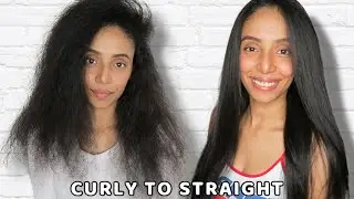 CURLY to STRAIGHT Hair At Home | ZERO Frizz + NO Damage