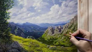 How to Paint a Mountain Landscape Step by Step | Tatra Mountain | Acrylic Painting